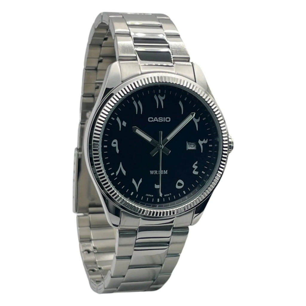 Casio Rare Classic MTP-1302D-1B3 Analog Black Arabic Dial Stainless Steel Men's Watch