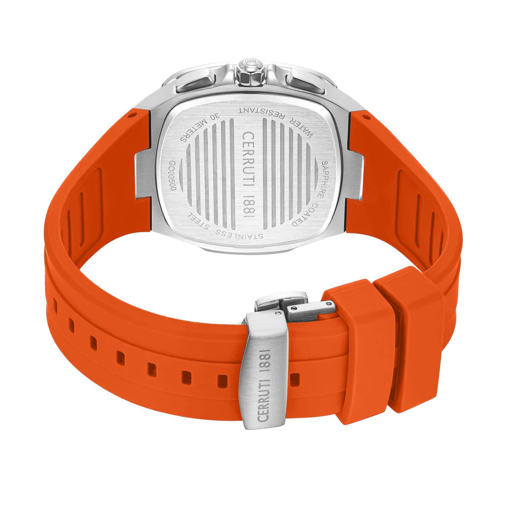 Cerruti 1881 Casale CIWGO0102703 Men's Chronograph Black Dial Orange Rubber Strap Watch