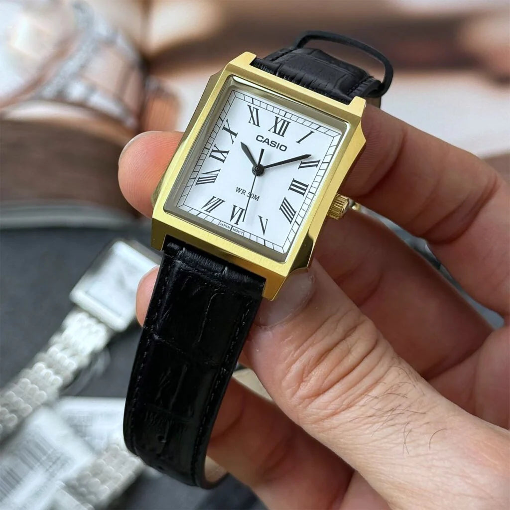 Casio Collection Analog MTP-B190GL-7BVDF White Dial Leather Strap Men's Watch