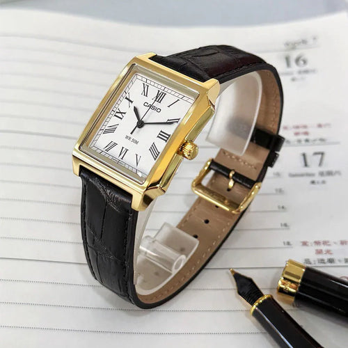 Casio Collection Analog MTP-B190GL-7BVDF White Dial Leather Strap Men's Watch