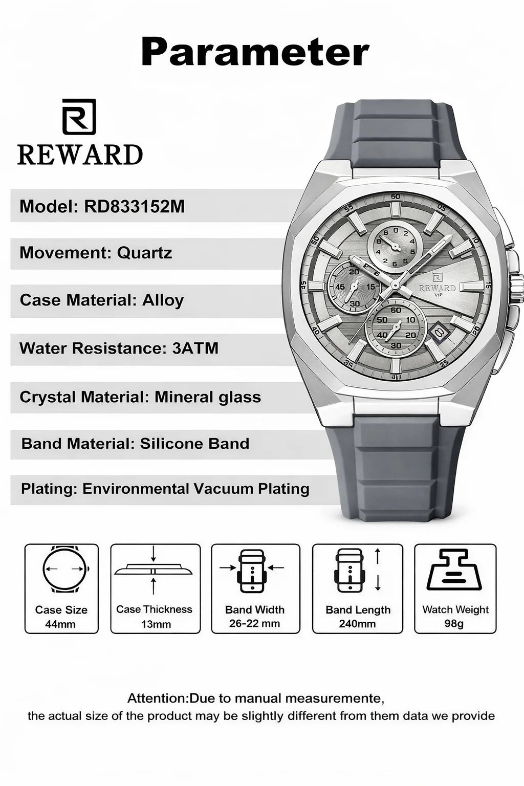 Reward Watch – Classic Silver Dial (RD833152M)