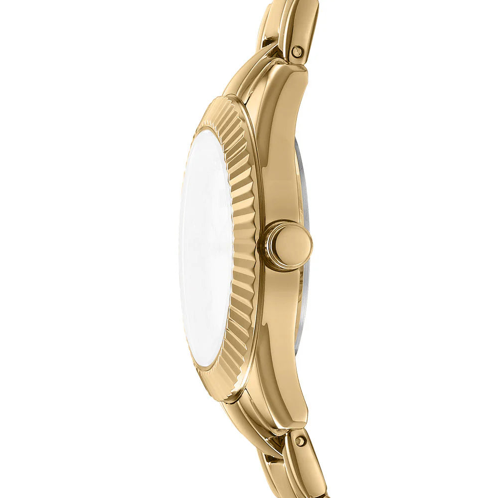 DKNY Chambers Glitz Women's 30mm Silver Dial Gold-Tone Stainless Steel Bracelet Watch