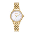 DKNY Everyday Women's 30mm White Mother-of-Pearl Dial Gold-Tone Stainless Steel Crystal Bracelet Watch