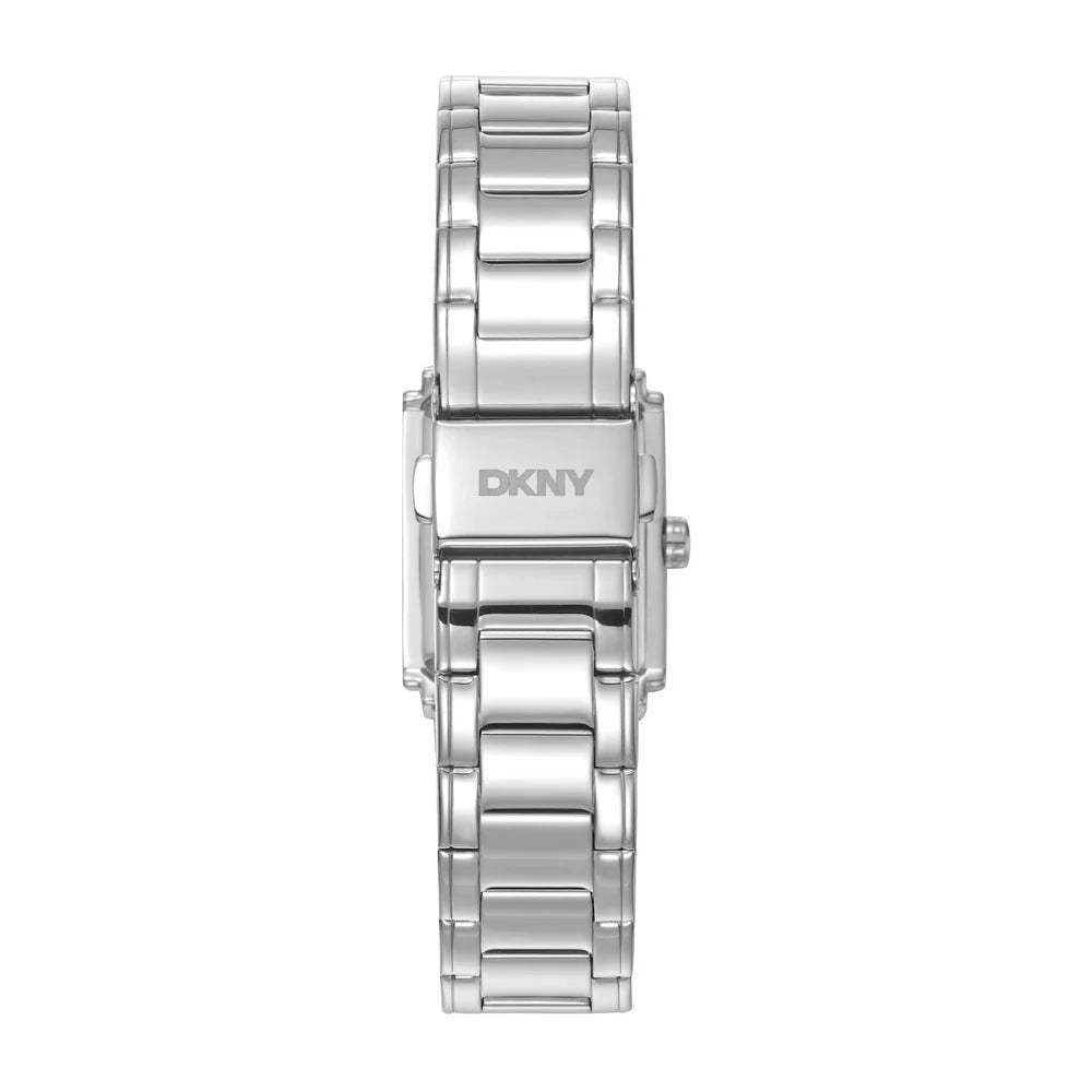 DKNY Evening Women's 23x30mm White Mother-of-Pearl Dial Silver Stainless Steel Crystal Bracelet Watch