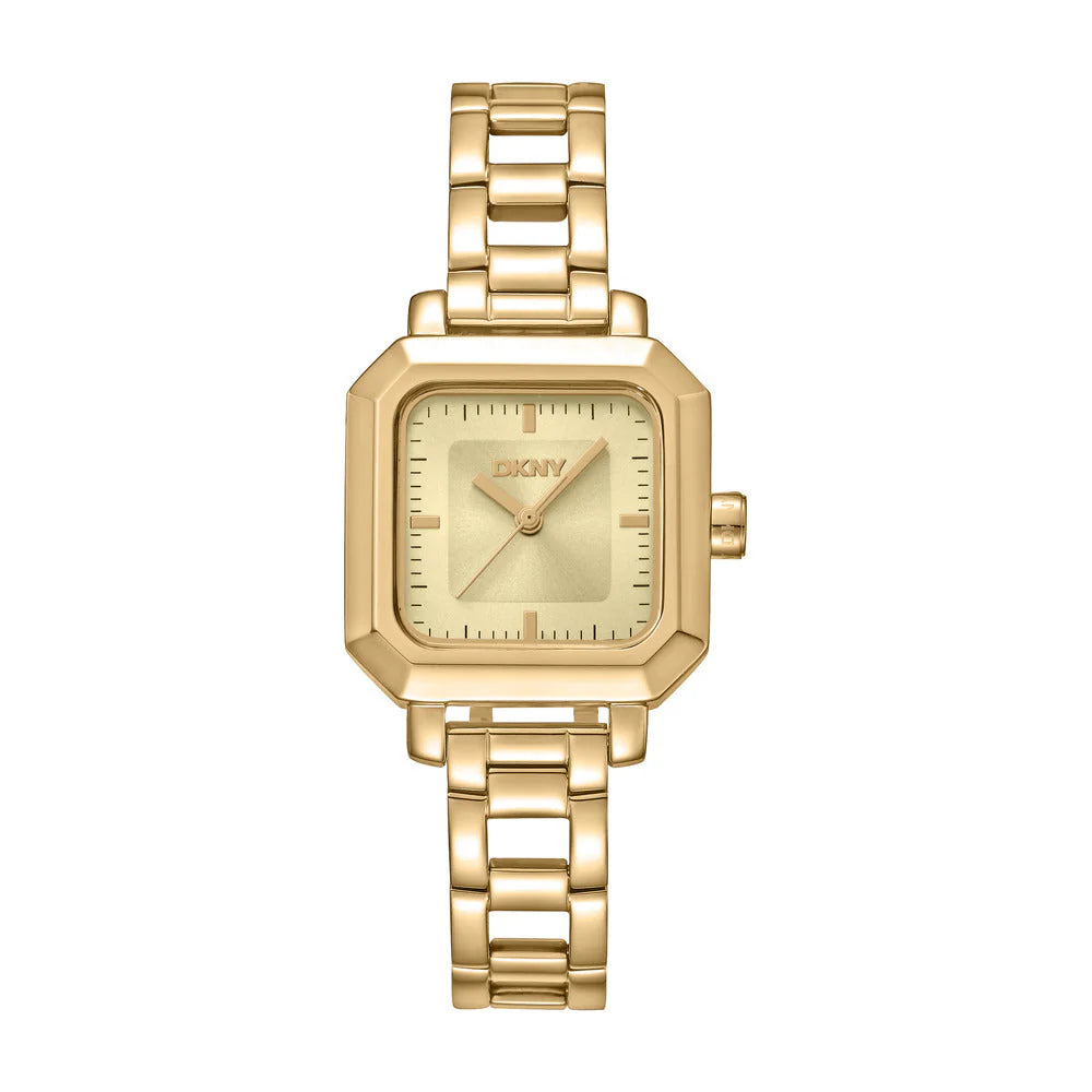 DKNY Urban Women's 27x27mm Champagne Dial Gold-Tone Stainless Steel Bracelet Watch