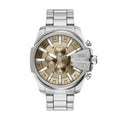 Diesel Mega Chief Slim Men's 48mm Gold-Tone Sunray Dial Silver Stainless Steel Chronograph Bracelet Watch