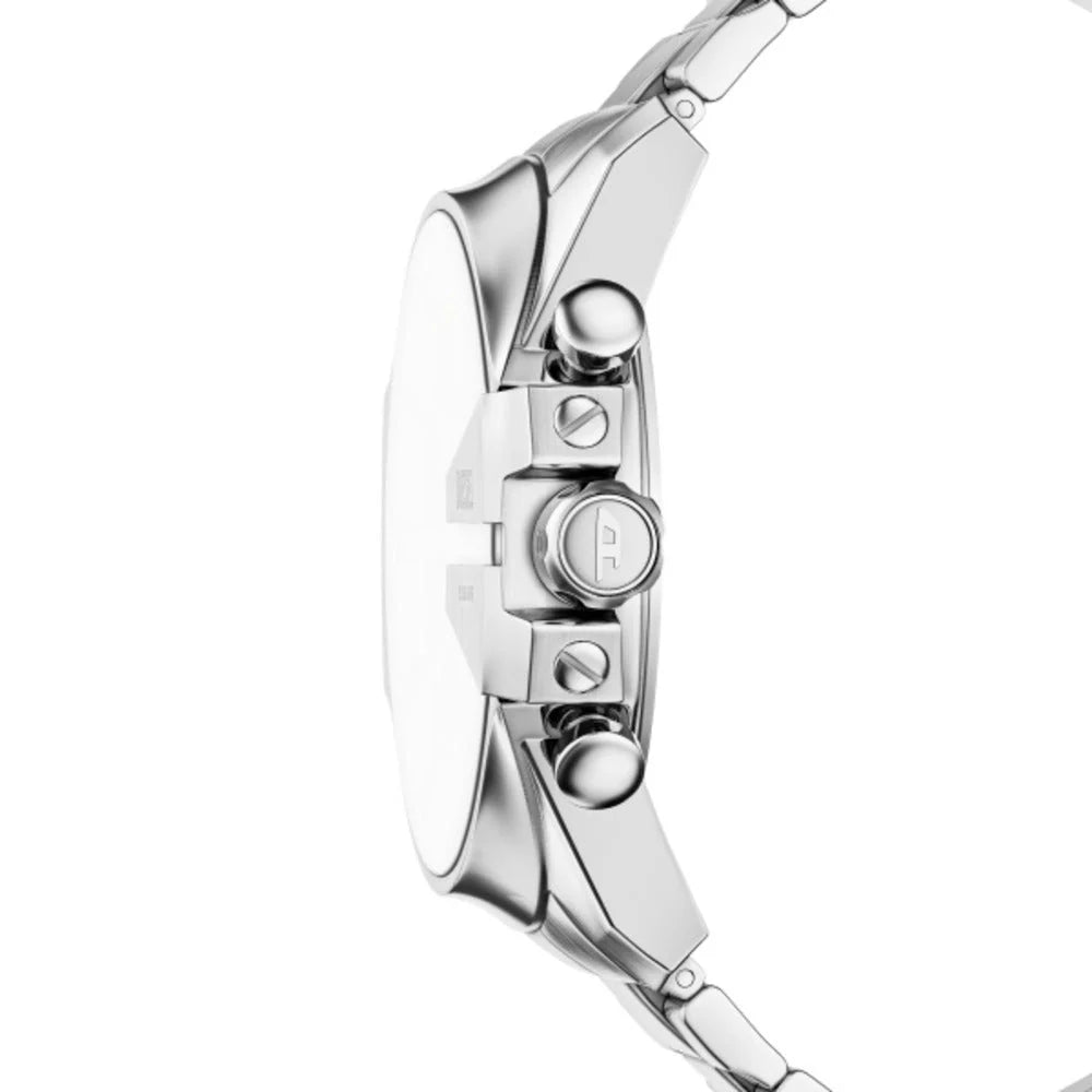 Diesel Mega Chief Slim Men's 48mm Gold-Tone Sunray Dial Silver Stainless Steel Chronograph Bracelet Watch