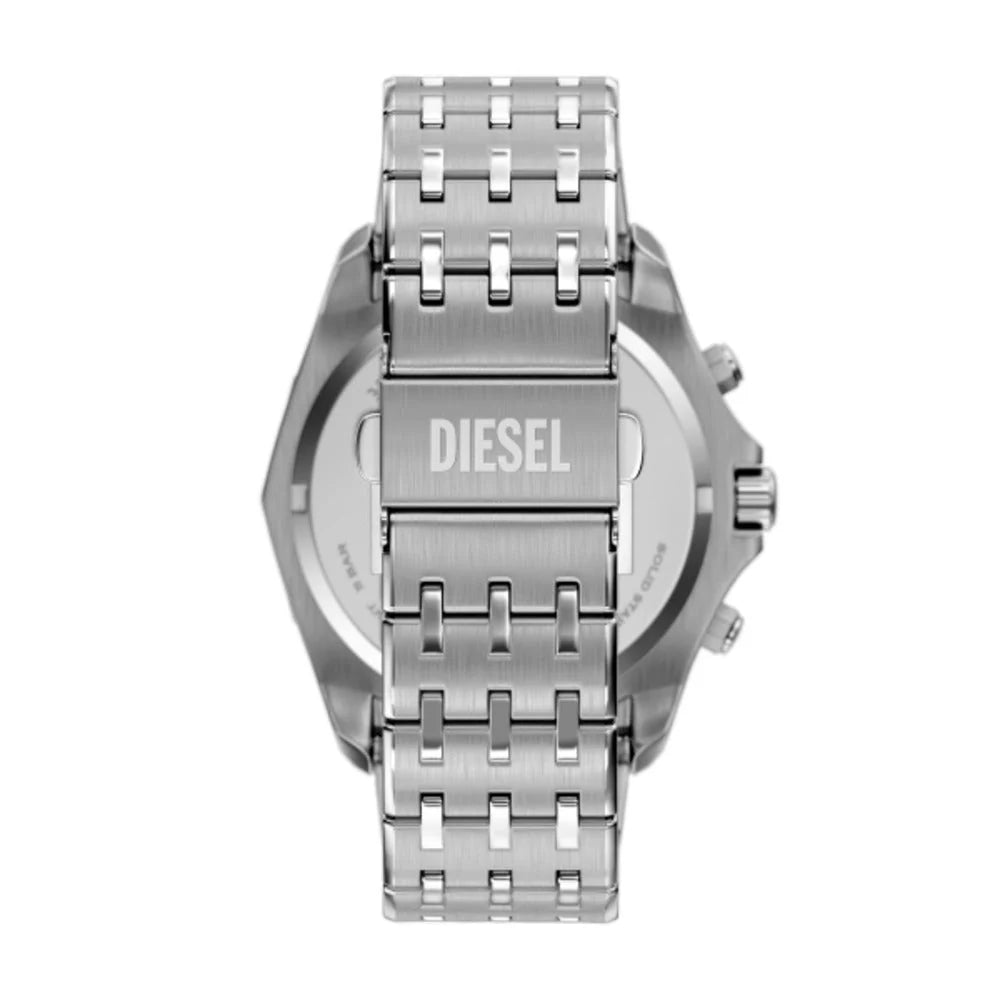 Diesel Stinger Men's 46mm Blue Sunray Dial Silver Stainless Steel Chronograph Bracelet Watch