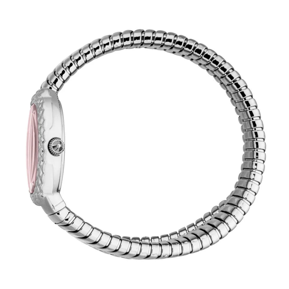 Just Cavalli Sognia Women's 22x31mm Light Pink Dial Silver Stainless Steel Snake Wrap Bracelet Watch