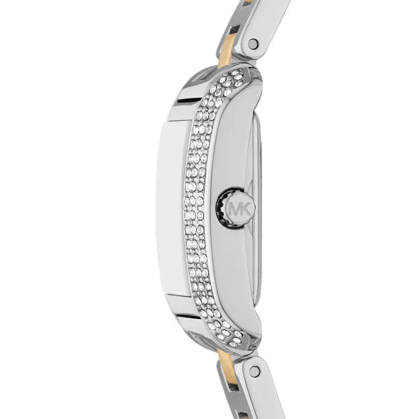 Michael Kors Emery Women's Two-Tone Stainless Steel Bracelet Watch with Crystal Pavé Bezel & White Mother-of-Pearl Dial
