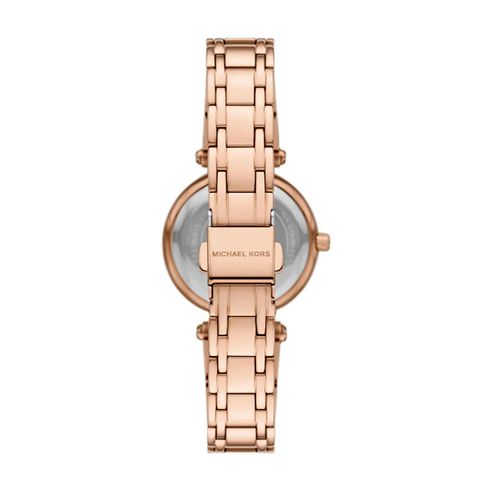 Michael Kors Laney Women's 30mm White Glossy Dial Rose Gold-Tone Stainless Steel Bracelet Watch