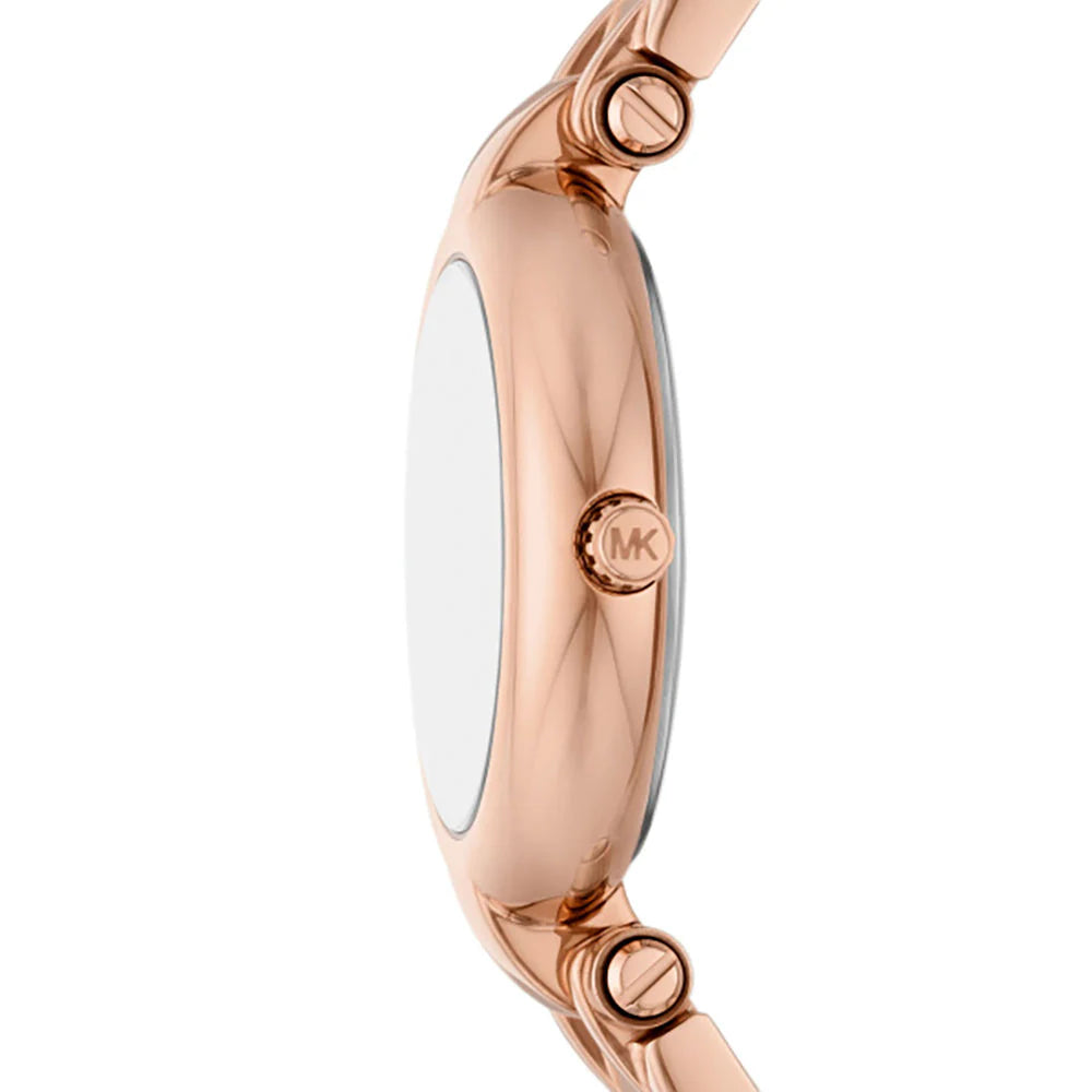 Michael Kors Laney Women's 30mm White Glossy Dial Rose Gold-Tone Stainless Steel Bracelet Watch