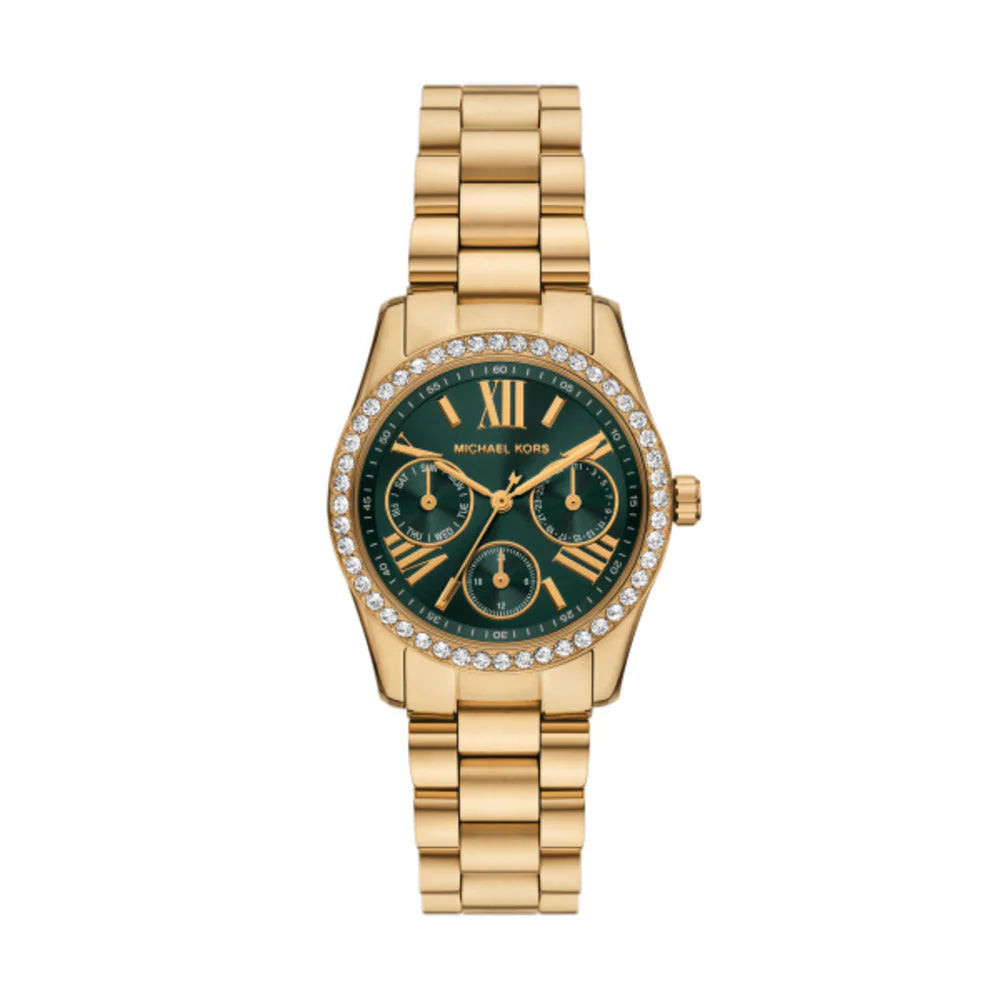 Michael Kors Lexington Lux Women's 33mm Green Sunray Dial Gold-Tone Stainless Steel Bracelet Watch