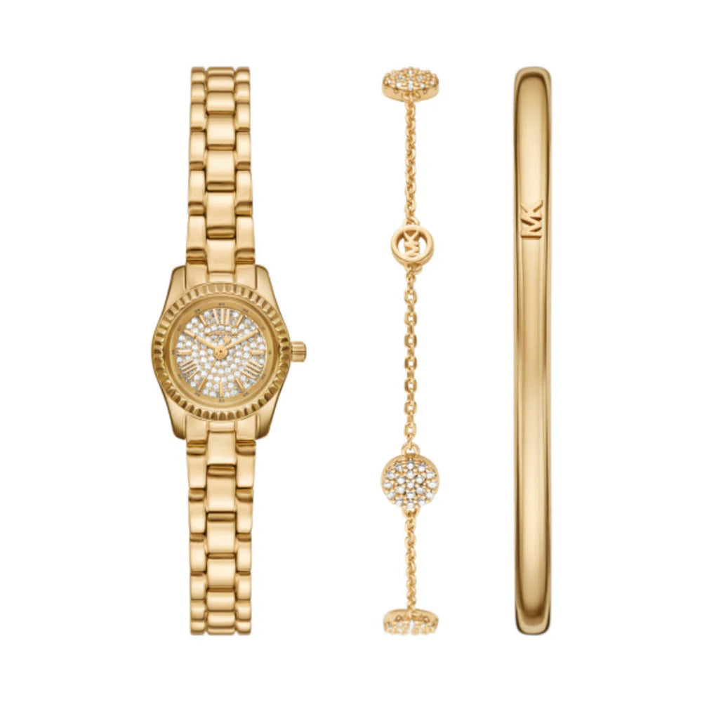 Michael Kors Lexington Women's 19mm Pavé Dial Gold-Tone Stainless Steel Bracelet Watch & Jewelry Set