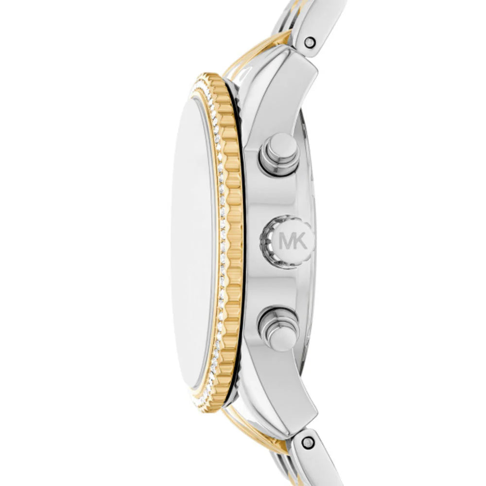 Michael Kors Ritz Women's 35mm White Sunray Dial Two-Tone Stainless Steel Chronograph Bracelet Watch