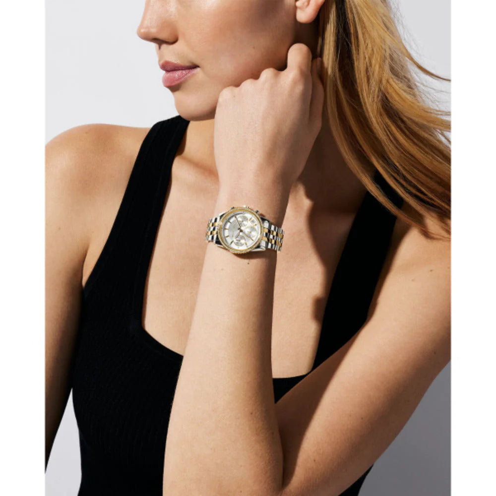Michael Kors Ritz Women's 35mm White Sunray Dial Two-Tone Stainless Steel Chronograph Bracelet Watch