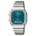 Casio Analog-Digital Vintage AQ-240E-3ADF Green Dial Stainless Steel Men's Watch