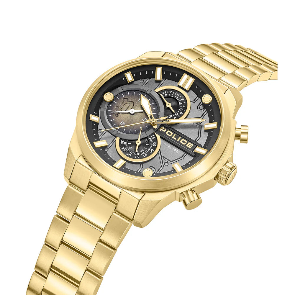 Police Reactor PEWGK0039208 Men's Gold-Tone Chronograph Stainless Steel Watch
