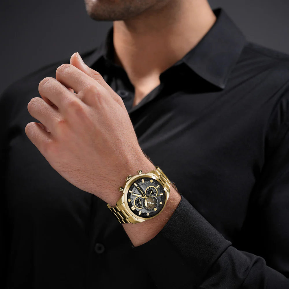 Police Reactor PEWGK0039208 Men's Gold-Tone Chronograph Stainless Steel Watch
