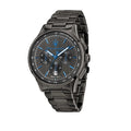 Maserati Dark Edition Men's 42mm Grey Brushed Dial Steel Chronograph Bracelet Watch with Blue Accents