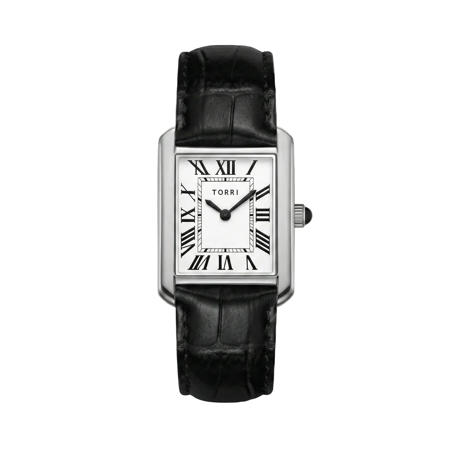 Torri TOR168 Unisex Tank-Style White Dial 31mm Sapphire Crystal Black Leather Strap Watch