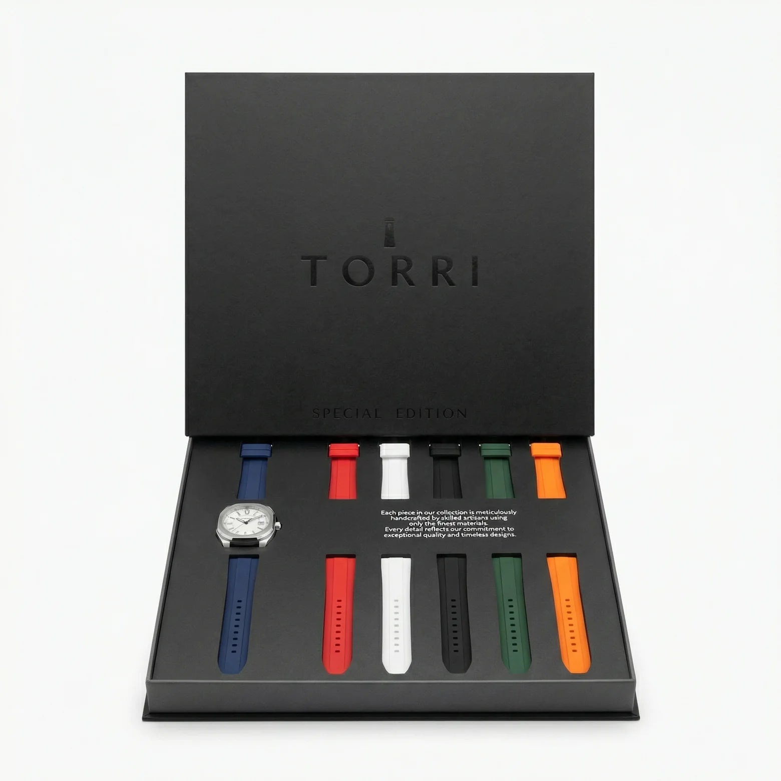 Torri TOR191 Men's Sport White Dial Navy Blue Silicone Strap Stainless Steel Watch