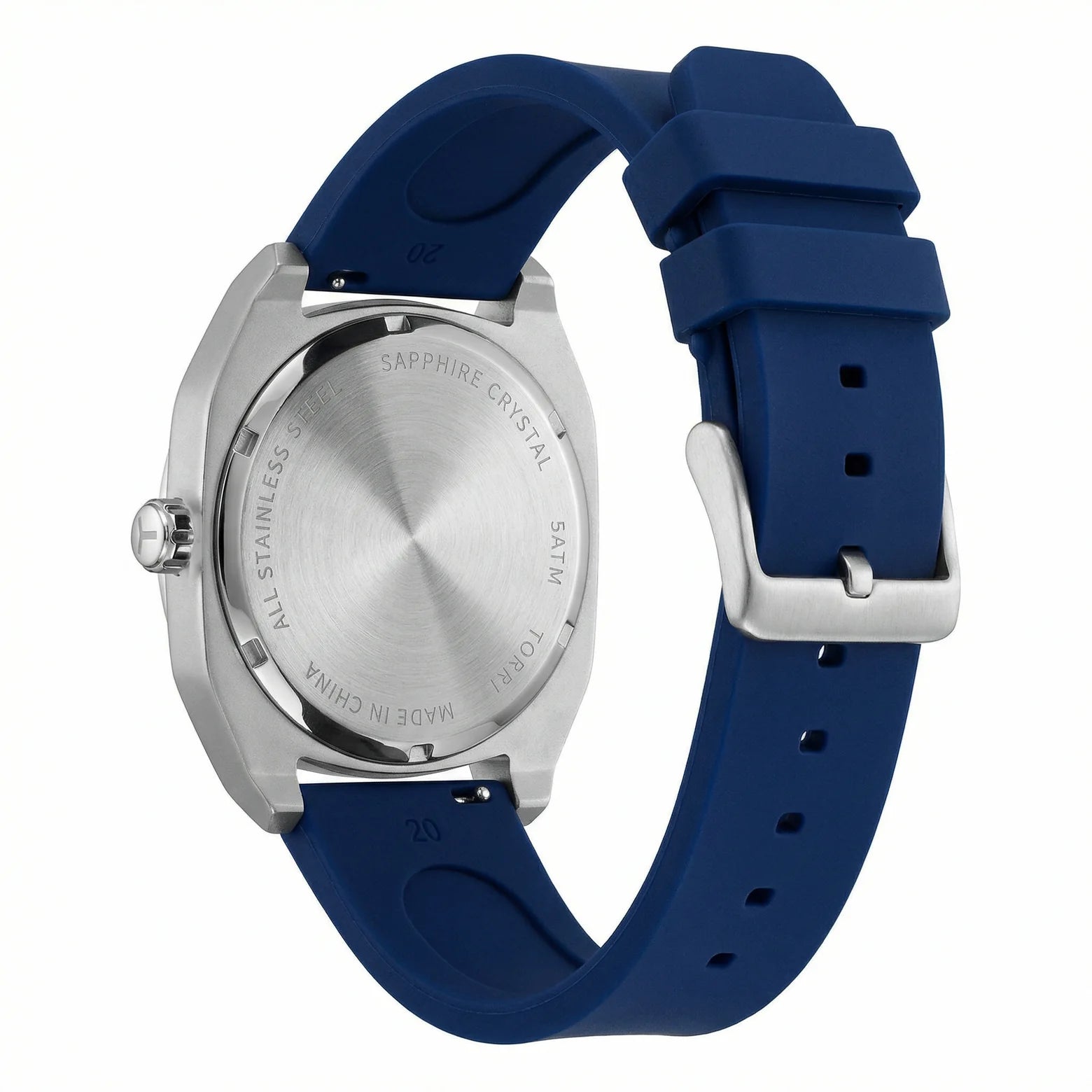 Torri TOR191 Men's Sport White Dial Navy Blue Silicone Strap Stainless Steel Watch