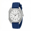 Torri TOR191 Men's Sport White Dial Navy Blue Silicone Strap Stainless Steel Watch