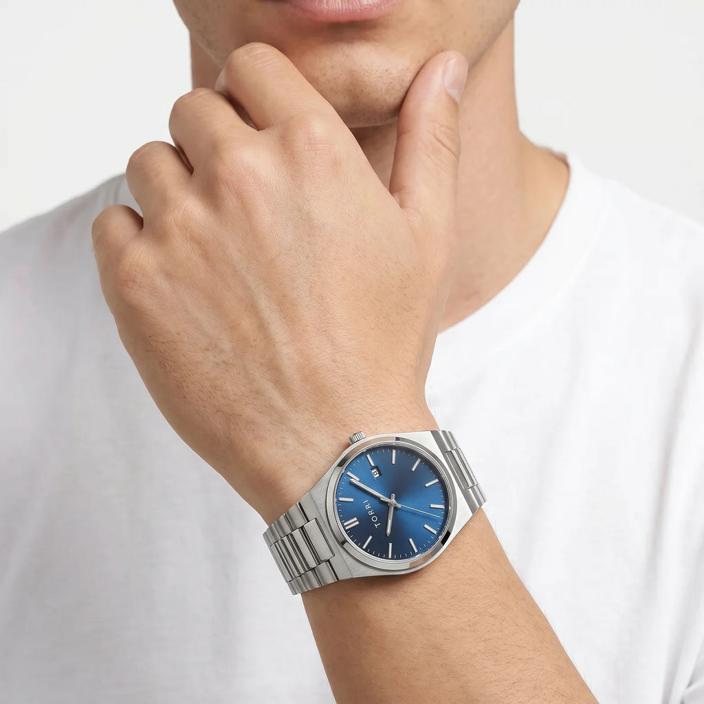 Torri TOR175 Men's Blue Sunray Dial 40mm Sapphire Crystal Japanese Quartz Stainless Steel Watch