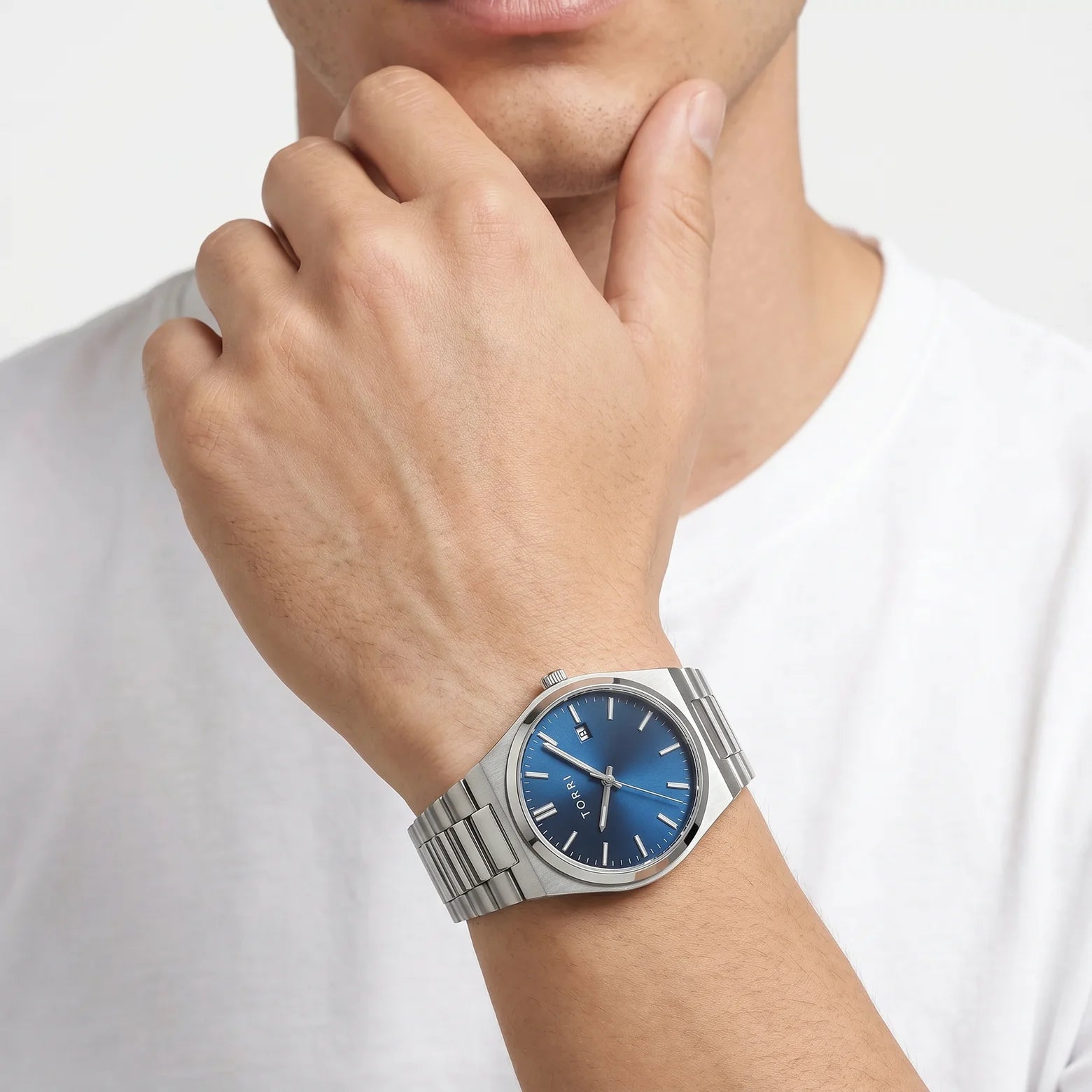 Torri TOR175 Men's Blue Sunray Dial 40mm Sapphire Crystal Japanese Quartz Stainless Steel Watch