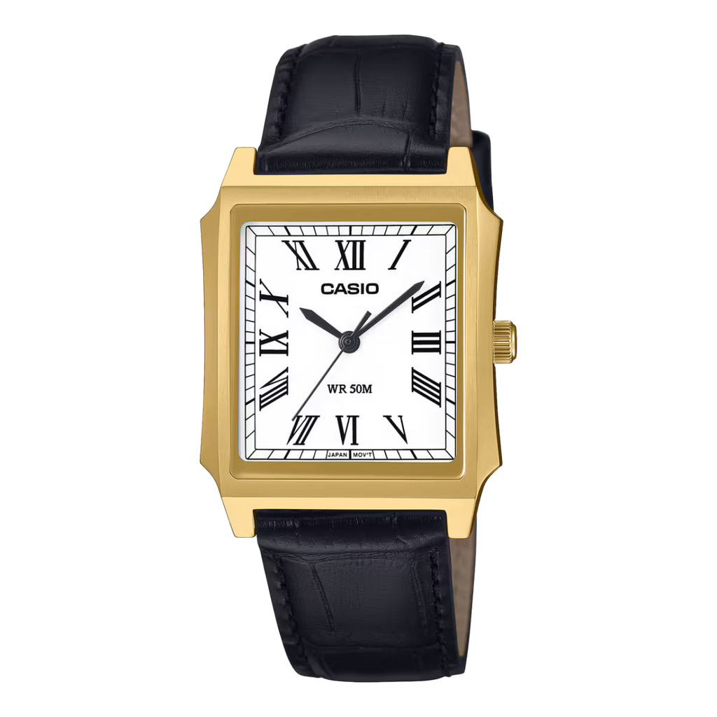 Casio Collection Analog MTP-B190GL-7BVDF White Dial Leather Strap Men's Watch